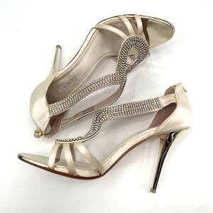 Glint Gldevyn Gold Rhinestone Formal Ivory Shoes Heels // 7.5